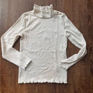 Janie and Jack size 7 cream mock neck with gold button detail